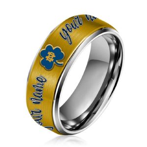 Notre Dame Football Silver Tungsten Couples Rings6