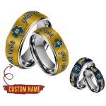 Notre Dame Football Silver Tungsten Couples Rings