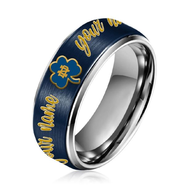 Notre Dame Football Silver Tungsten Couples Rings