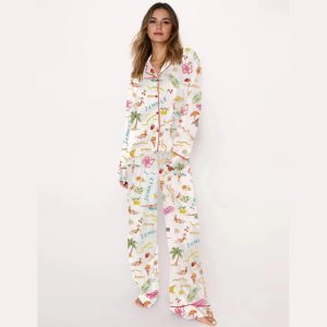 Summer Memories Fruity Cocktails Tropical Trees Sandy Beaches Pajama Set3