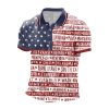 Patriotic States Independence Day American Flag Print Polo Shirt