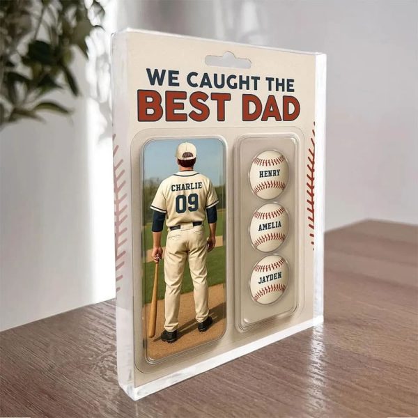 Personalized We Caught The Best Dad Acrylic Block Plaque