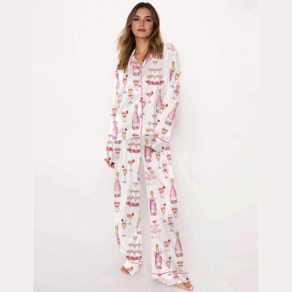 Pink Champagne Bridal Shower Champagne Tower Celebration Pajama Set