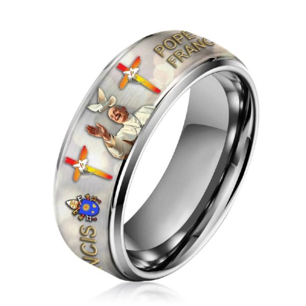 Pope Francis Silver Tungsten Couples Rings