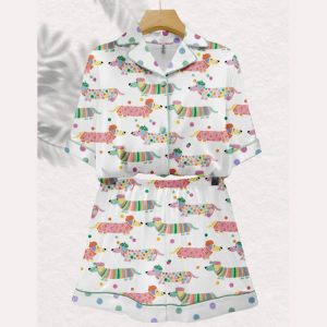 Rainbow Dachshund Art Pajama Set