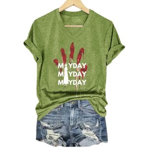 Mayday Mayday Mayday Red Handprint Resist Shirt3