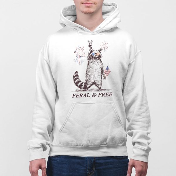 Raccoon Feral And Free 4th Of July Shirt