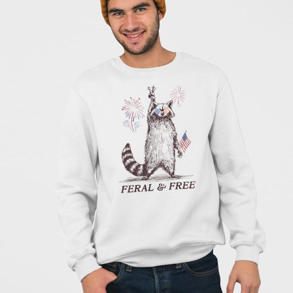 Raccoon Feral And Free 4th Of July Shirt