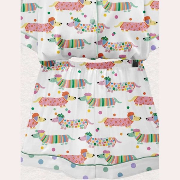 Rainbow Dachshund Art Pajama Set