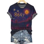 Retro 8647 Starry Night Print T-Shirt
