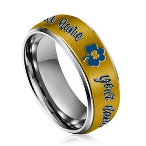 Notre Dame Football Silver Tungsten Couples Rings5