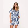 Rose To Fame Blue And White Rose Floral Pajama Set