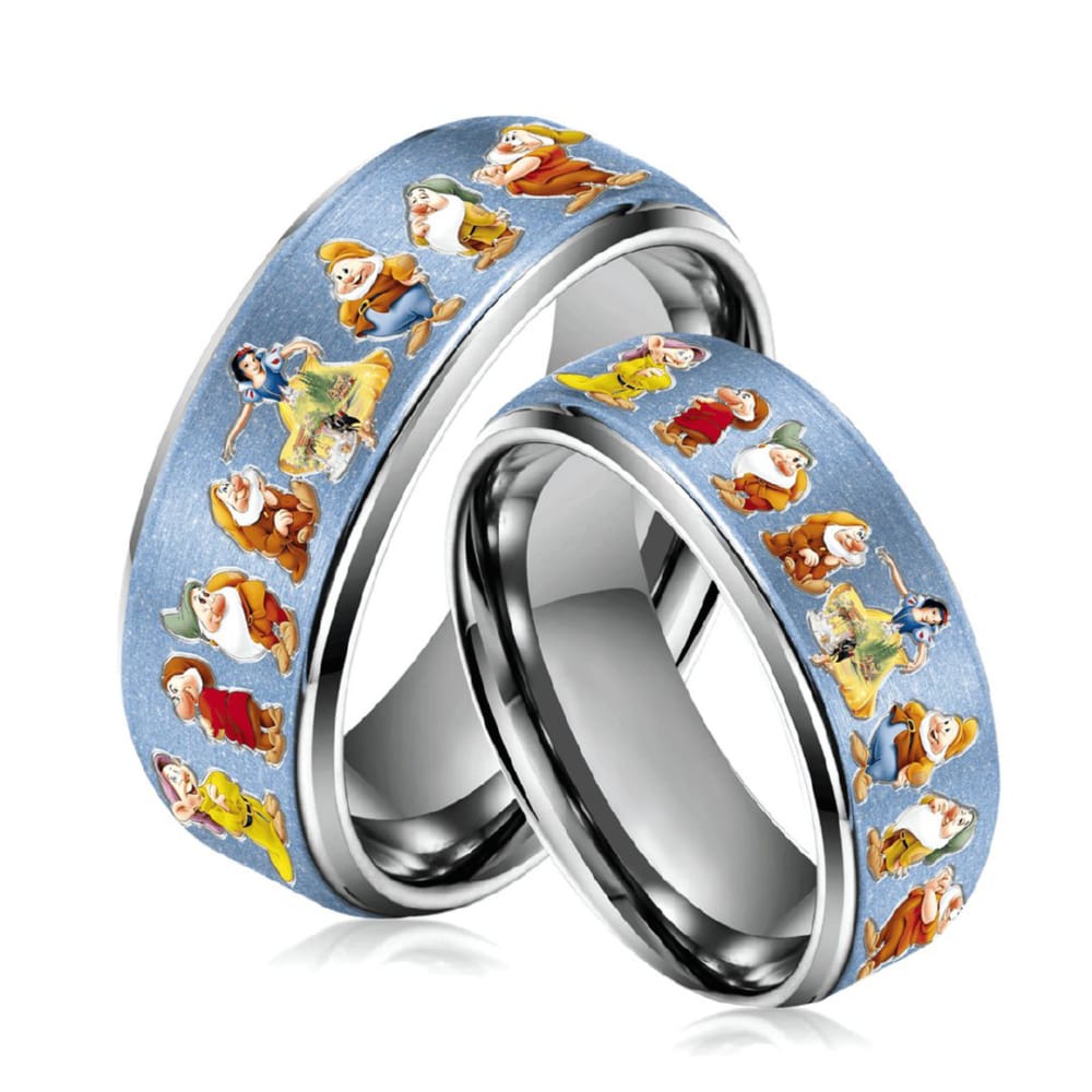 Snow White Silver Tungsten Couples Rings Snow White Silver Tungsten Couples Rings