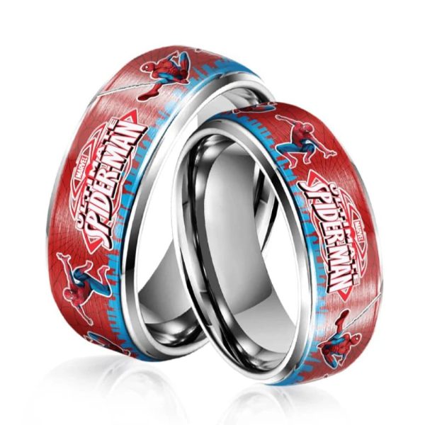 Spider Man Silver Tungsten Rings