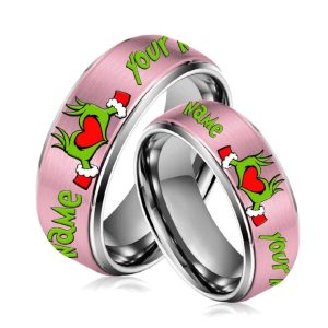 Grnch Custom Name Silver Tungsten Couples Rings1