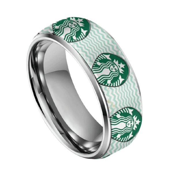 Starbucks Silver Tungsten Couples Rings