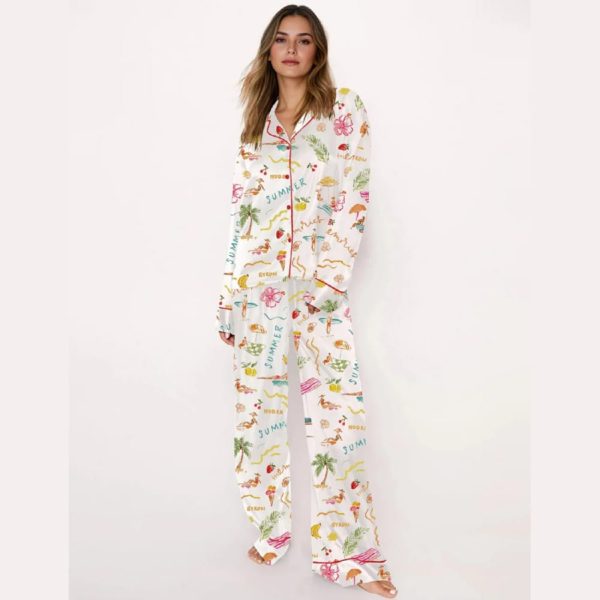 Summer Memories Fruity Cocktails Tropical Trees Sandy Beaches Pajama Set