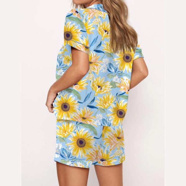 Sunflower Silky Satin Pajama Set