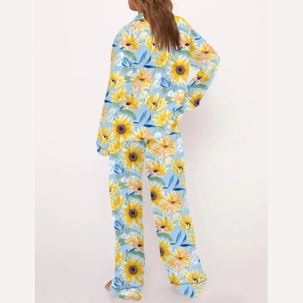Sunflower Silky Satin Pajama Set
