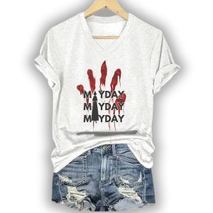 Mayday Mayday Mayday Red Handprint Resist Shirt1
