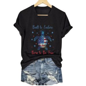 4th Of July Sea Turtle Built To Endure Born To Be Free Shirt1