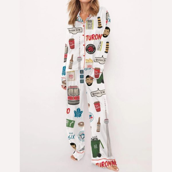 Toronto Travel Silky Satin Pajama Set