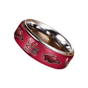 Razorbacks Wooo Pig Sooie Silver Tungsten Rings1