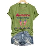 V-Neck America The Beautiful Print T-Shirt