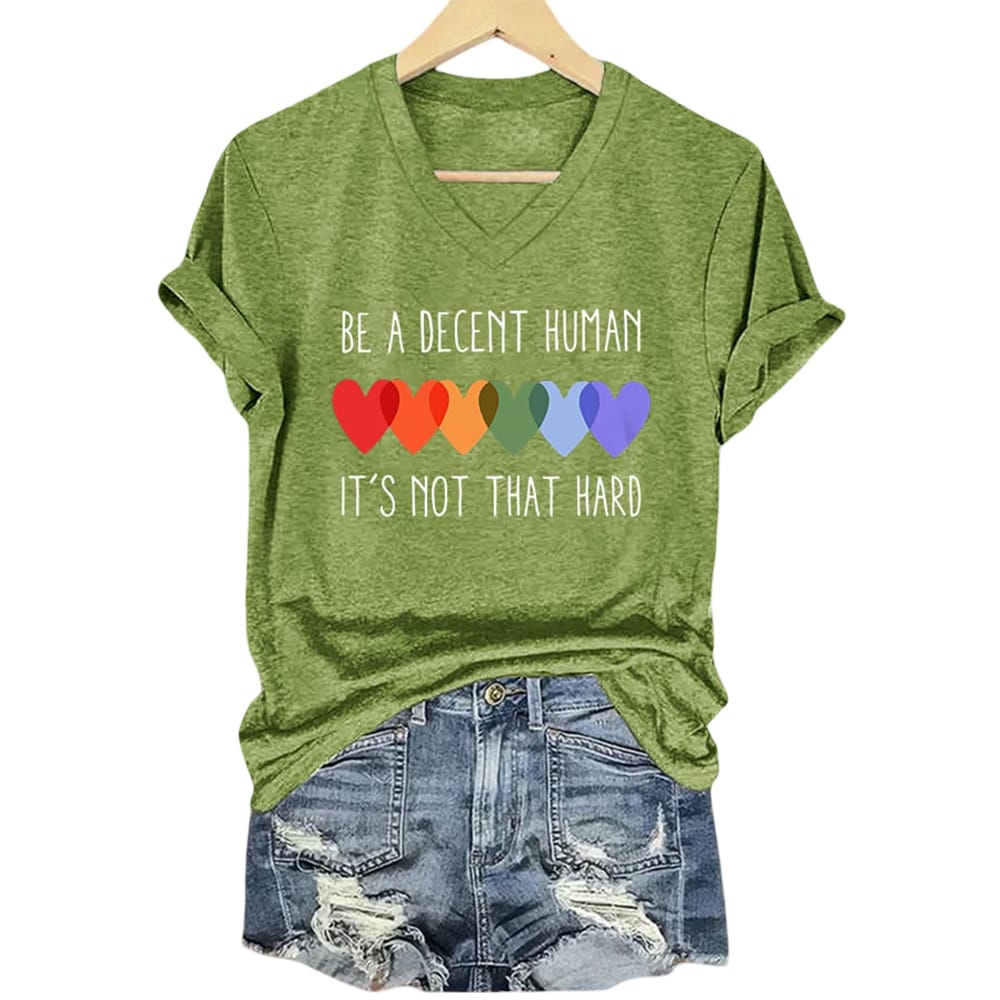 V Neck Retro Be A Decent Human Its Not That Hard Print T Shirt V-Neck Retro Be A Decent Human It's Not That Hard Print T-Shirt