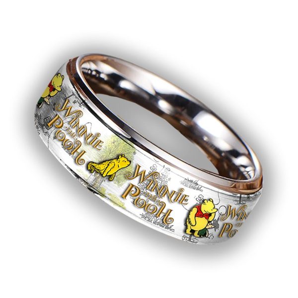 Winnie The Pooh Silver Tungsten Rings