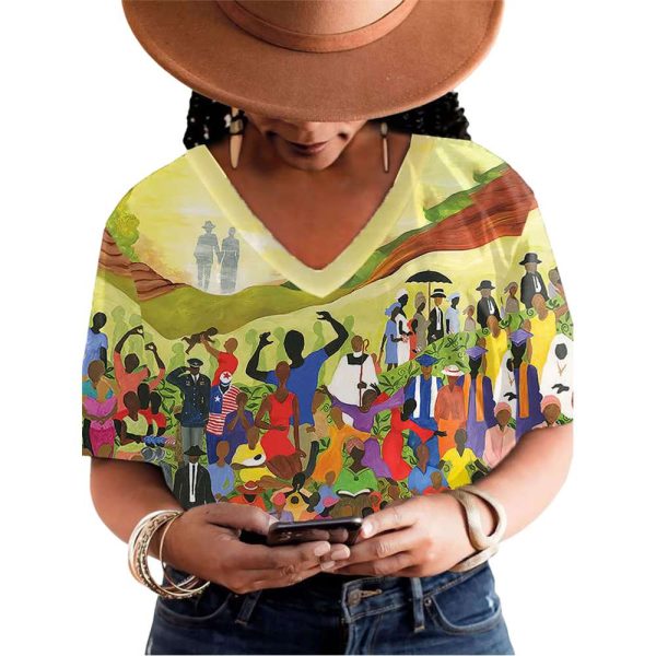 Women’s Juneteenth Cheer Independence And Freedom Print T-Shirt