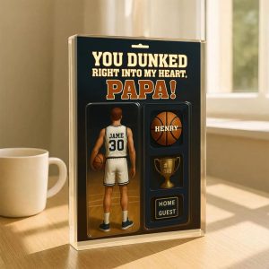 You Dunked Right Into My Heart Dad Basketball Custom Figure Acrylic Block Plaque 1