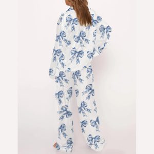 Chinoiserie Bow Silky Satin Pajama Set3