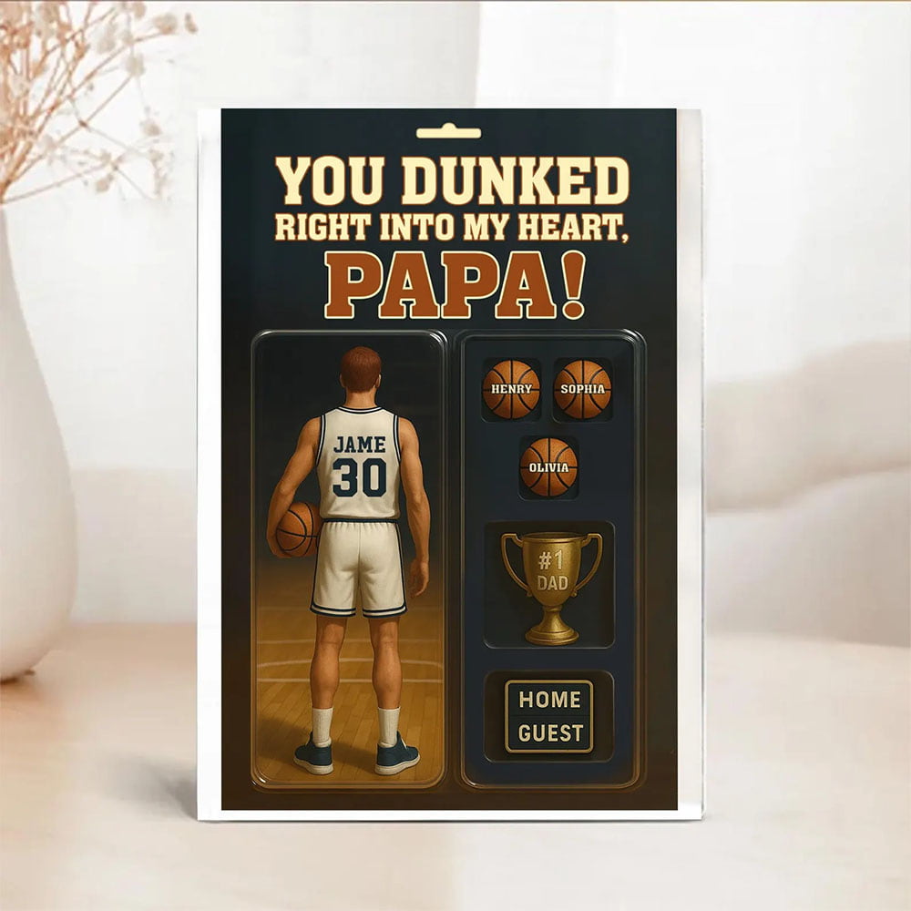 You Dunked Right Into My Heart Dad Basketball Custom Figure Acrylic Block Plaque You Dunked Right Into My Heart Dad Basketball Custom Figure Acrylic Block Plaque