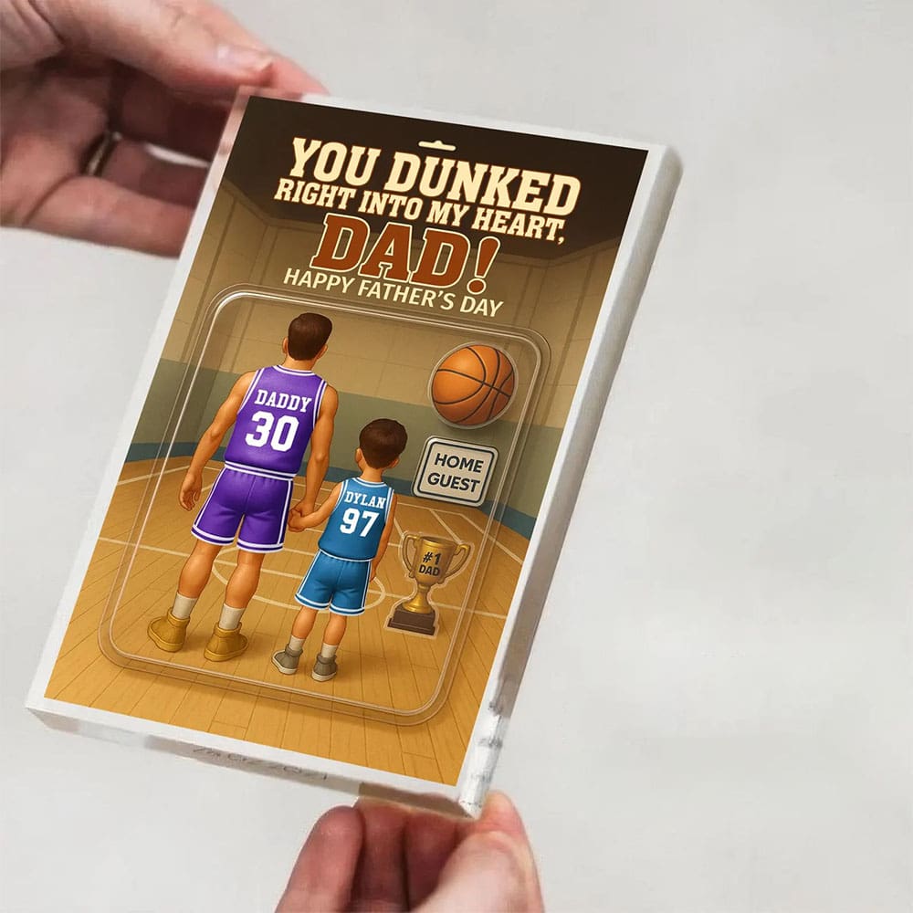 You Dunked Right Into My Heart Dad Basketball Father's Day Acrylic Block Plaque You Dunked Right Into My Heart Dad Basketball Father's Day Acrylic Block Plaque