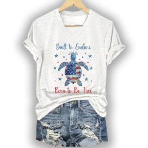 4th Of July Sea Turtle Built To Endure Born To Be Free Shirt2