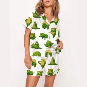 Cute Yoga Frogs Pajama Set