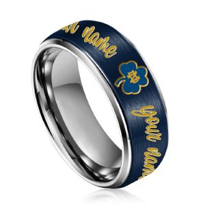 Notre Dame Football Silver Tungsten Couples Rings3