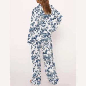Horse Toile Silky Satin Pajama Set3