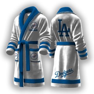 Dodgers Custom Name Fleece Bathrobe4