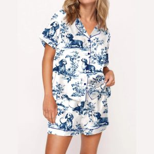 Chinoiserie Dachshund Silky Satin Pajama Set