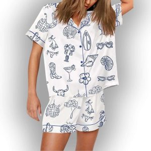 Cowgirl Coastal Bachelorette Hand Drawn Whimsical Pajama Set1