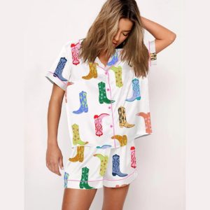 Colorful Cowboy Boot Pajama Set1