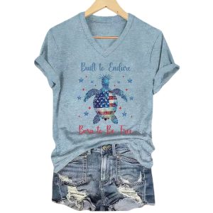 4th Of July Sea Turtle Built To Endure Born To Be Free Shirt