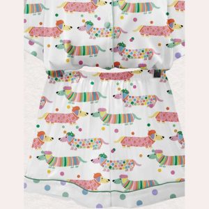 Rainbow Dachshund Art Pajama Set2