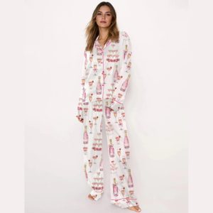 Pink Champagne Bridal Shower Champagne Tower Celebration Pajama Set1