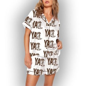Yall Cowboy Boots Boho Western Pajama Set