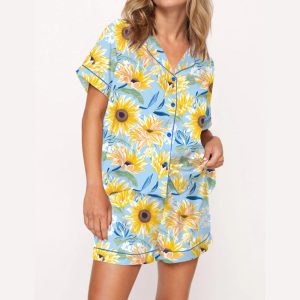 Sunflower Silky Satin Pajama Set