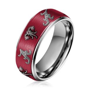 Crimson Tide Silver Tungsten Couples Rings1