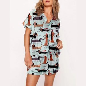 Funny Dachshund Art Print Pajama Set1